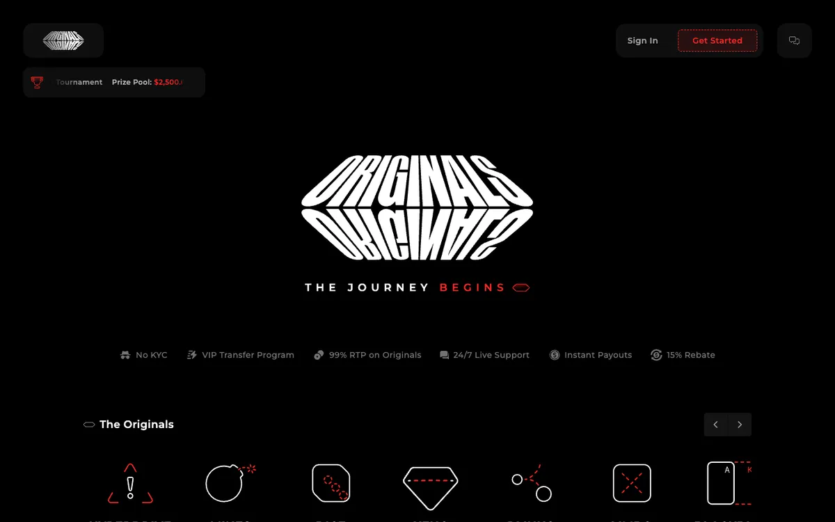 The Originals Casino — Home page, captured from Austria