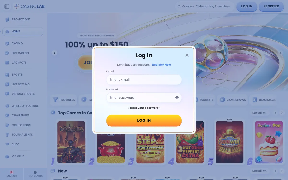 CasinoLab — Sign-up, captured from Canada