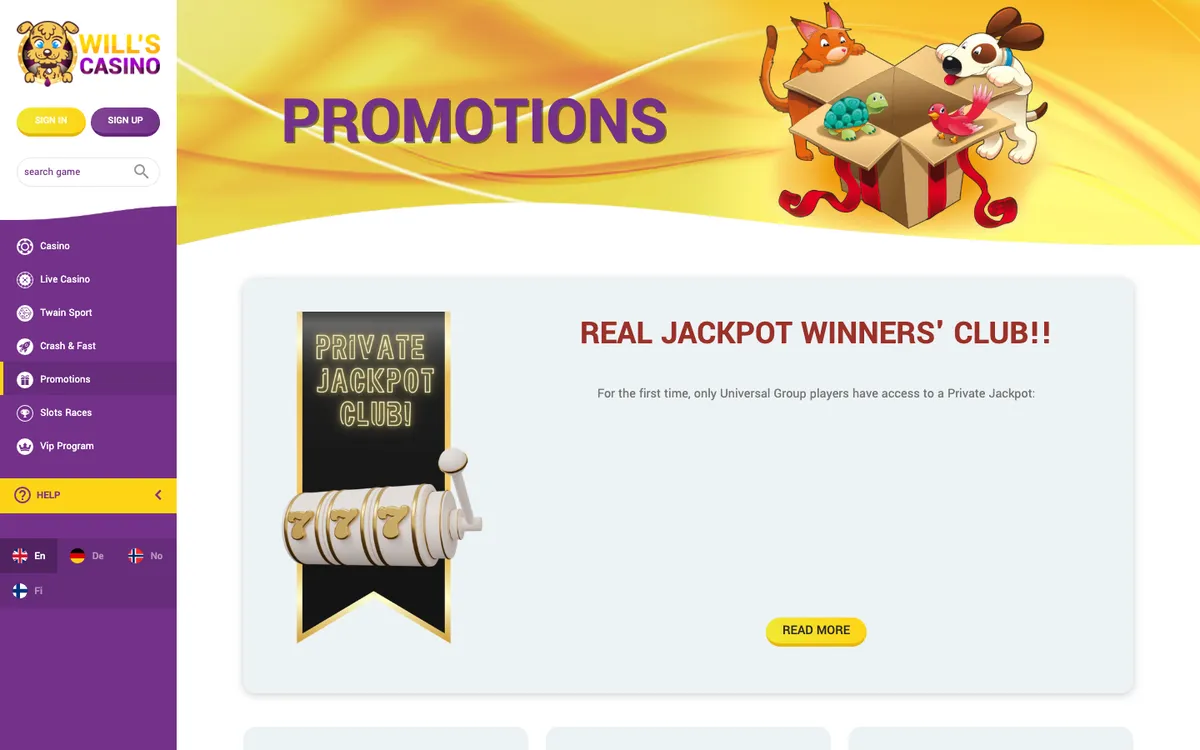 Will's Casino — Promotions, captured from Austria