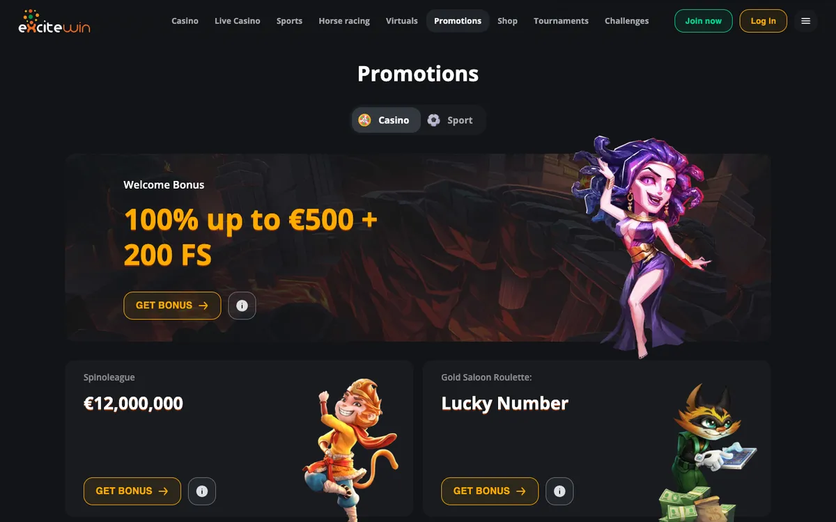 Excitewin Casino — Promotions, captured from Japan
