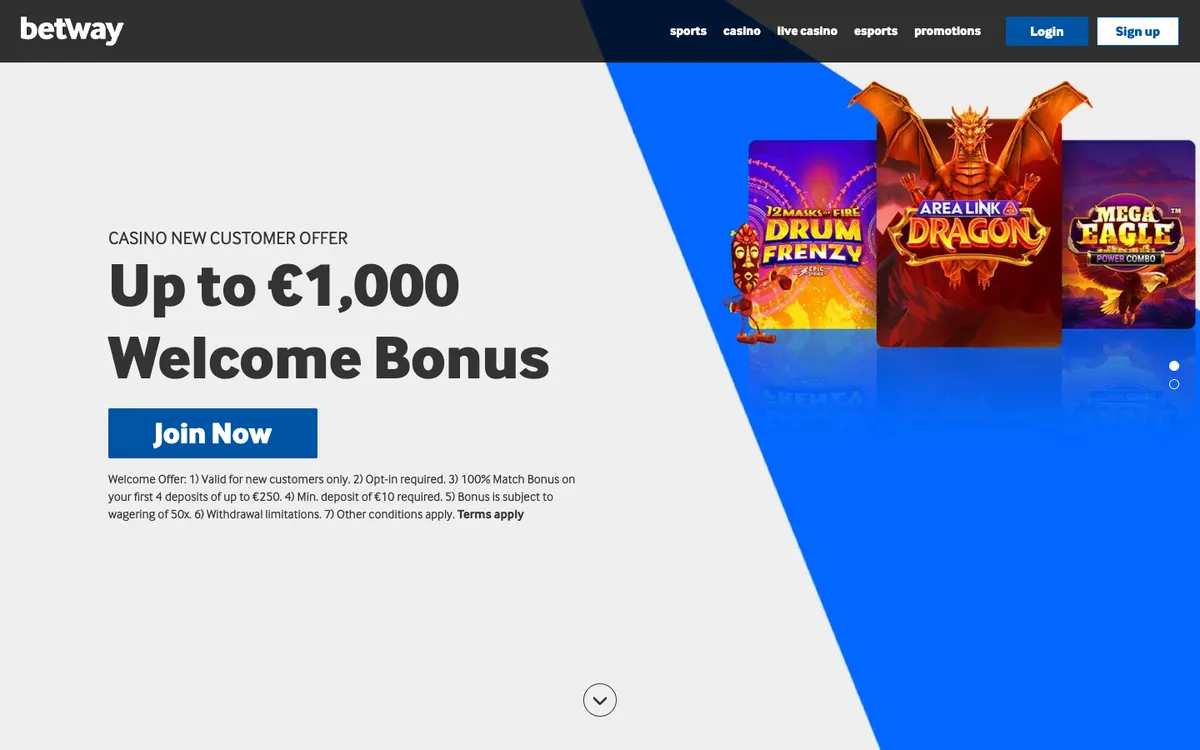 Betway Casino — Sign-up, captured from Norway