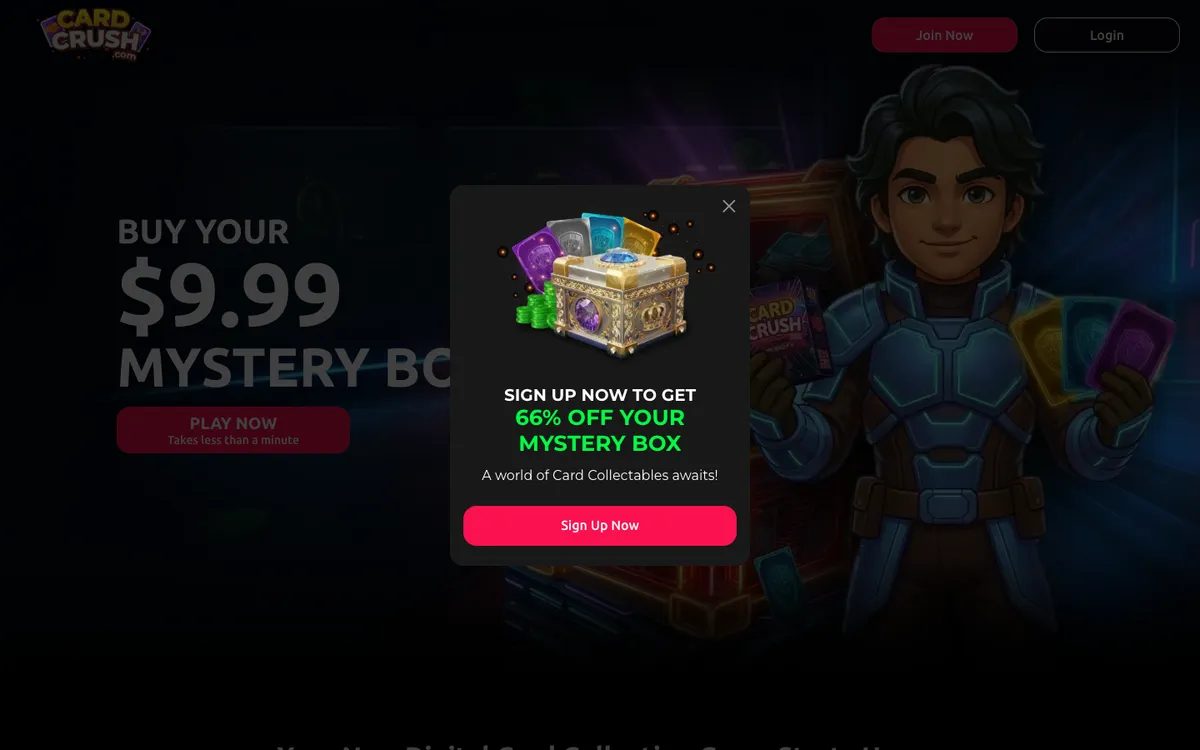 Card Crush Casino — Home page, captured from United States