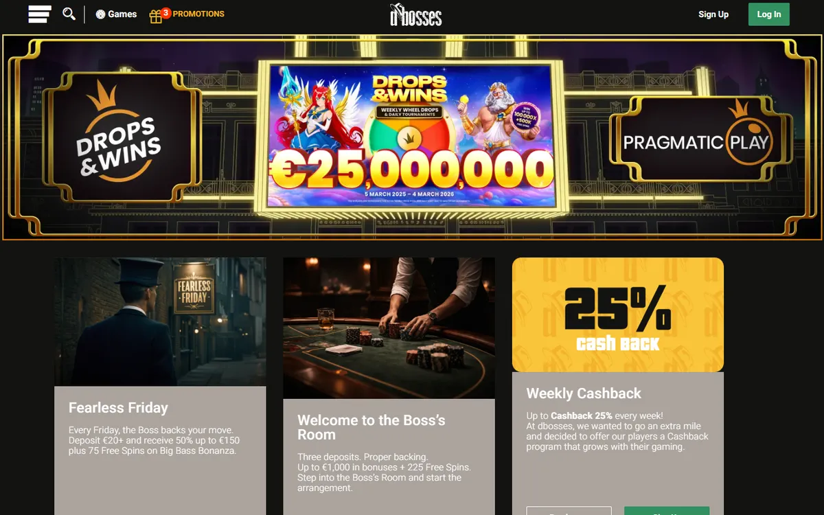 Dbosses Casino — Promotions, captured from Canada