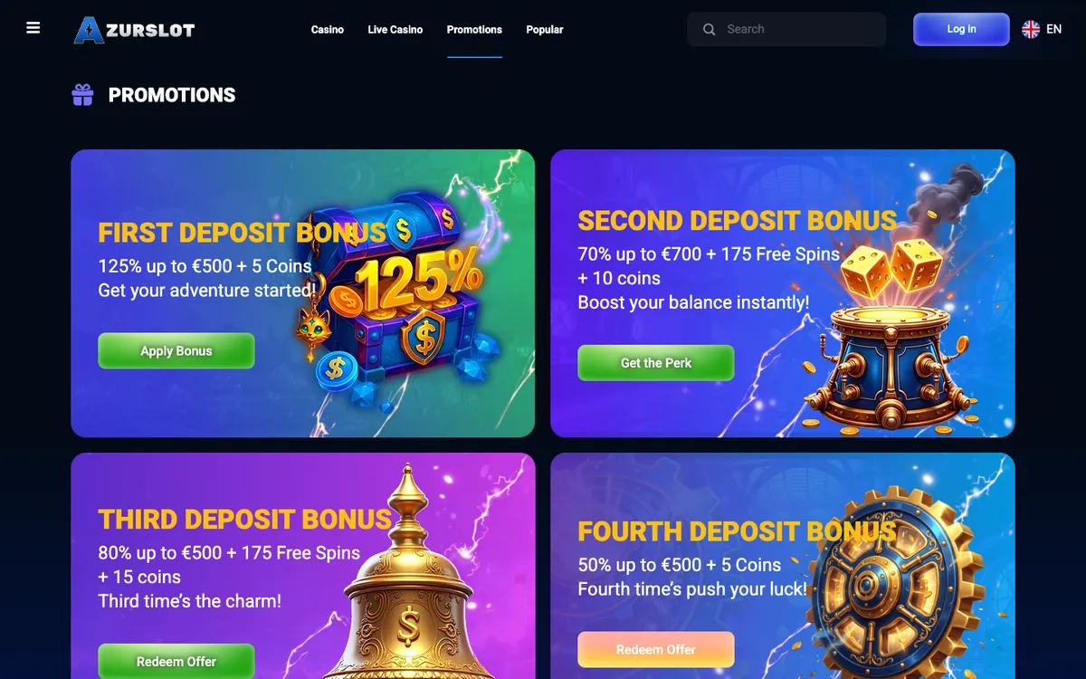 AzurSlot Casino — Promotions, captured from Finland