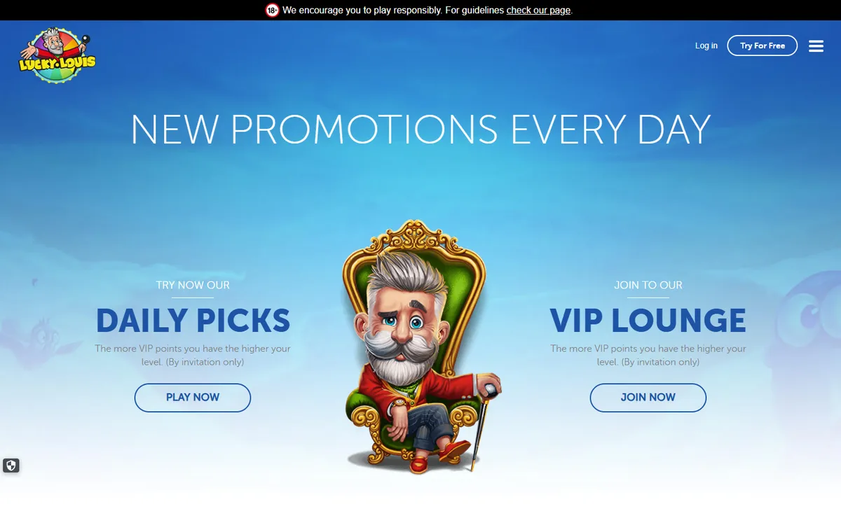 LuckyLouis Casino — Promotions, captured from Canada