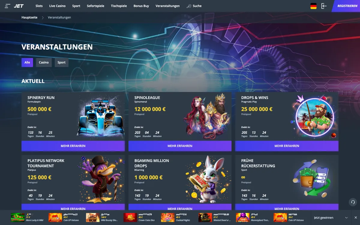 Jet Casino — Promotions, captured from Austria