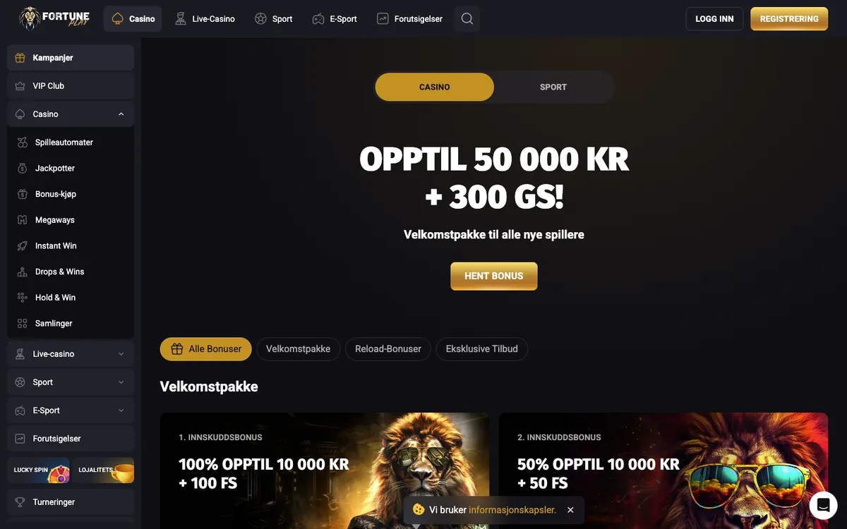 Fortune Play Casino — «Акции», снято из страны Норвегия