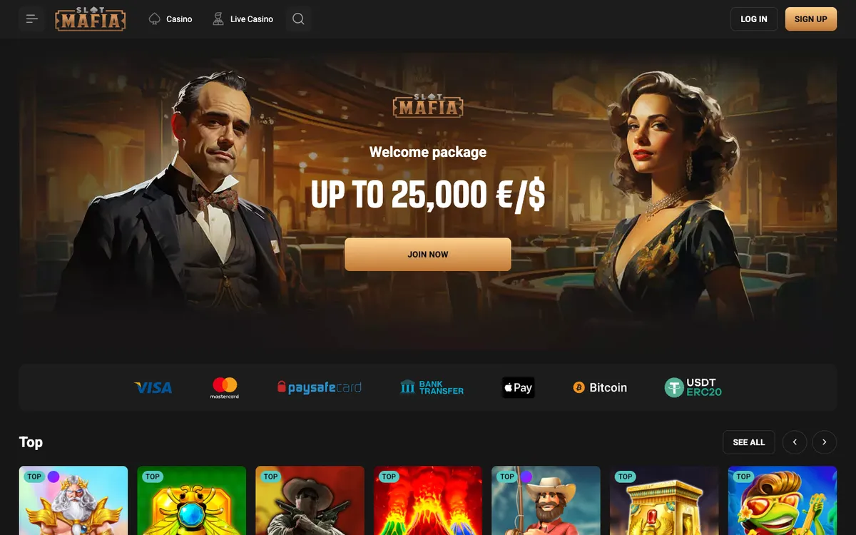 Slot Mafia Casino — Home page, captured from Japan