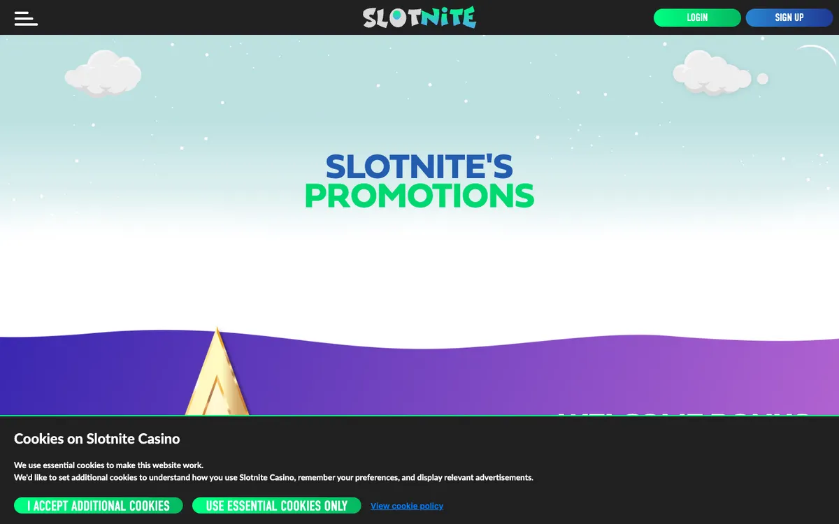 Slotnite Casino — «Акции», снято из страны Новая Зеландия