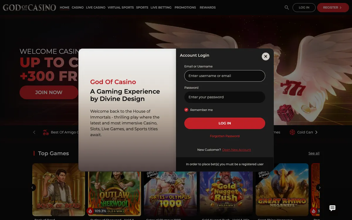 God of Casino — Sign-up, captured from Canada