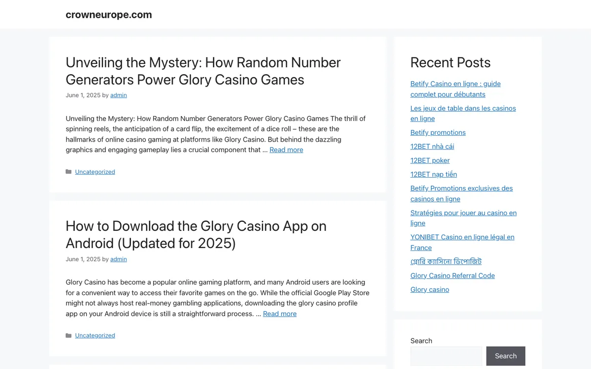 Crown Europe Casino — Home page, captured from Spain