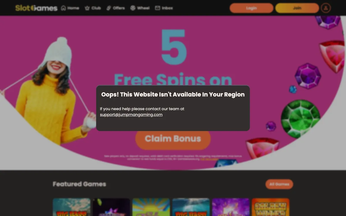 Slot Games Casino — Home page, captured from Austria