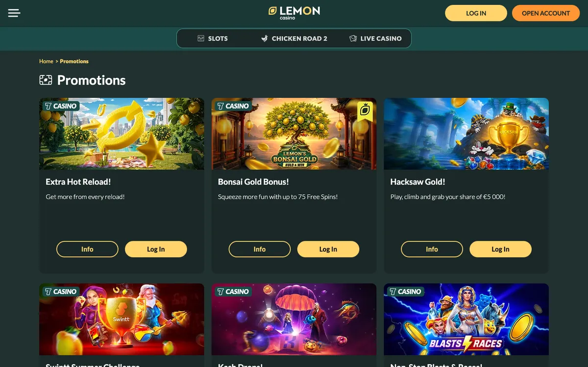 Lemon Casino — «Акции», снято из страны Австрия