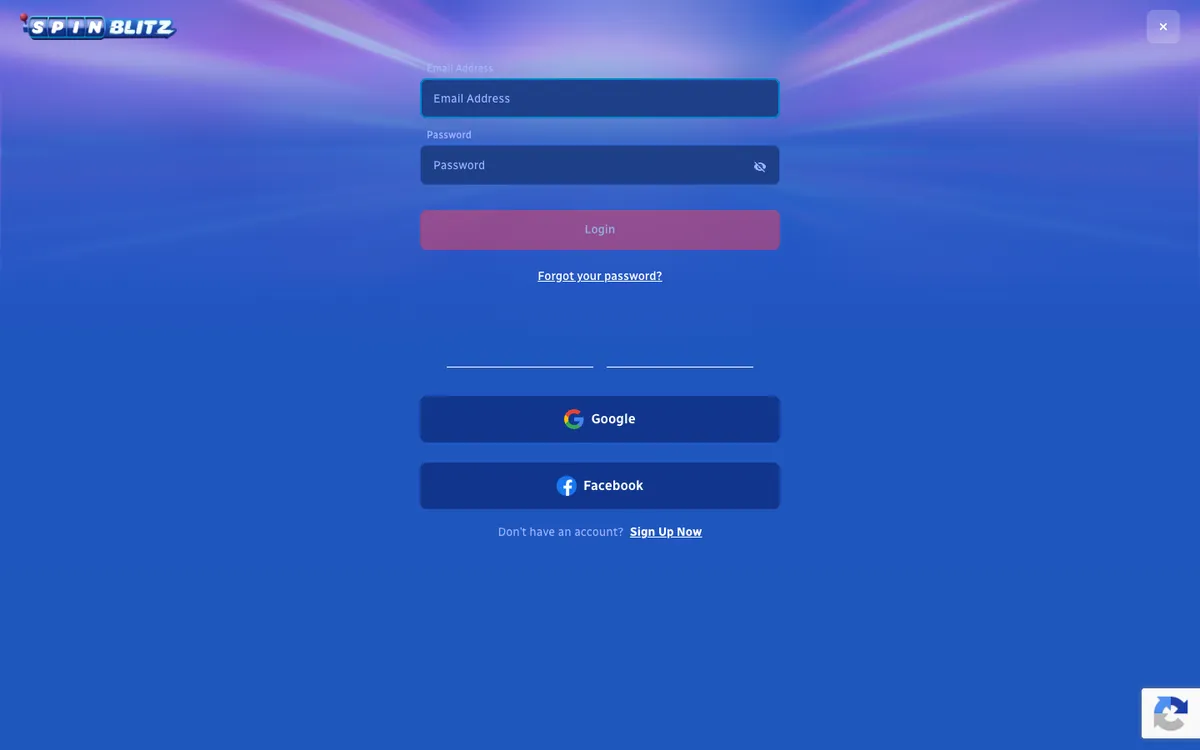 SpinBlitz Casino — Sign-up, captured from United States