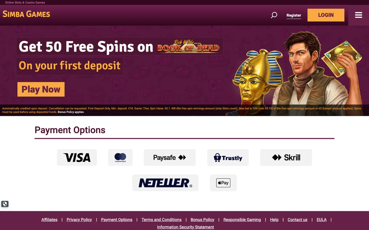 Simba Games — Payments, captured from South Africa