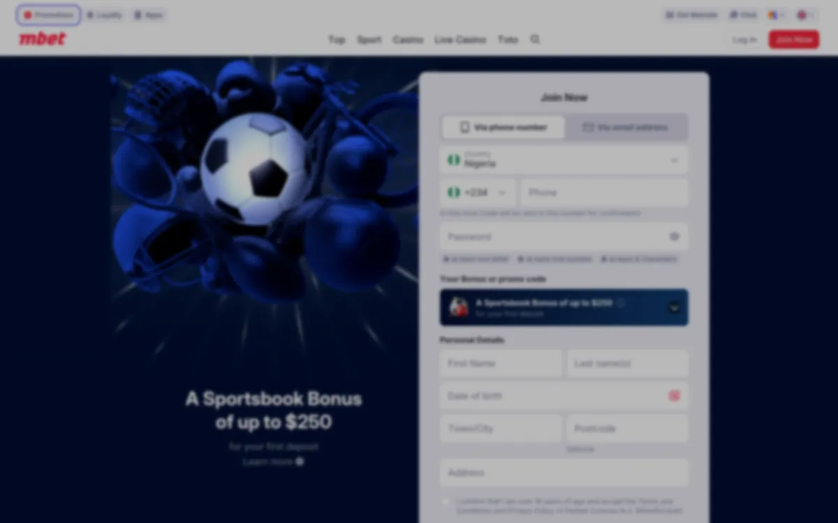 Marathonbet Casino — Sign-up, captured from Nigeria