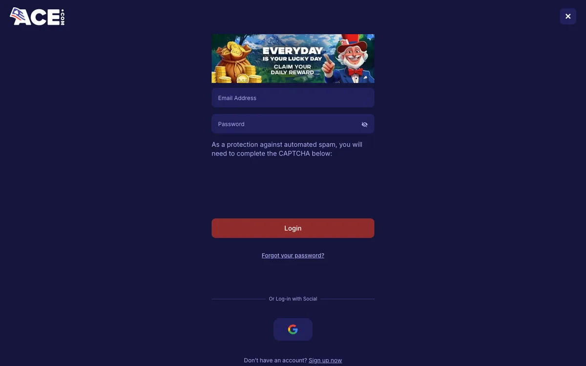 AceCasino — Sign-up, captured from United States