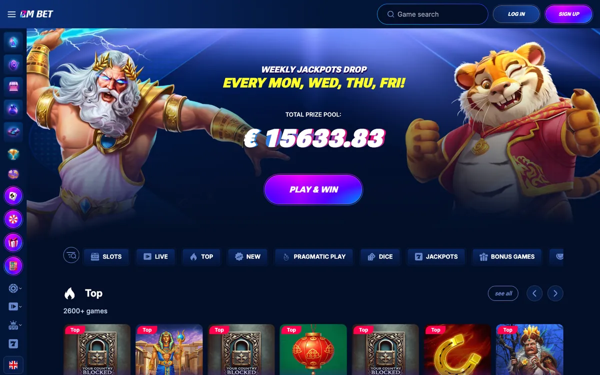 Bm.bet Casino — Home page, captured from Spain