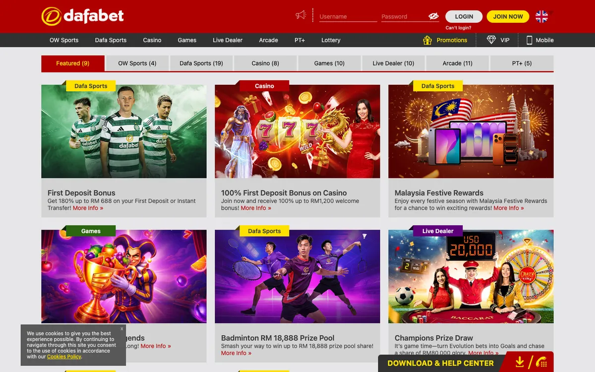 Dafabet Casino — Promotions, captured from Austria