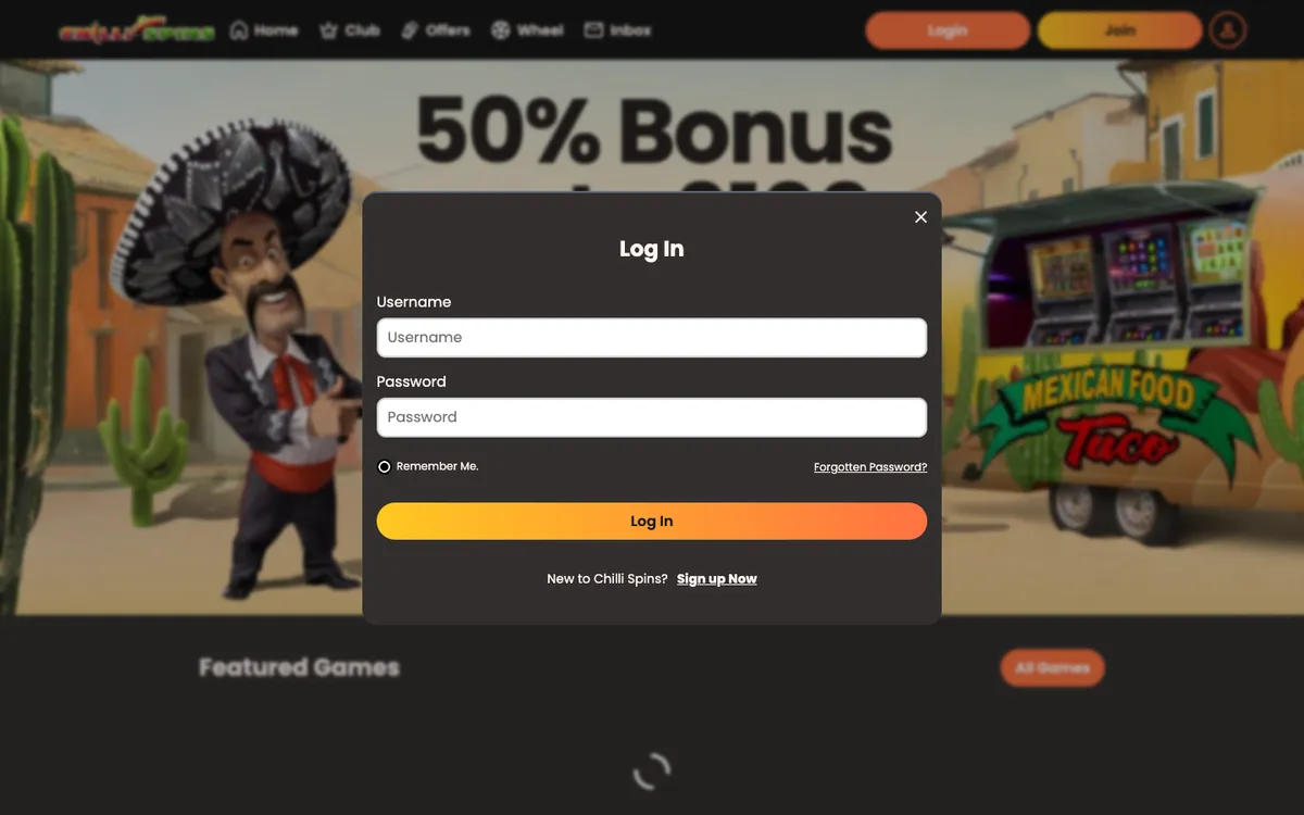 Chilli Spins Casino — Sign-up, captured from United Kingdom
