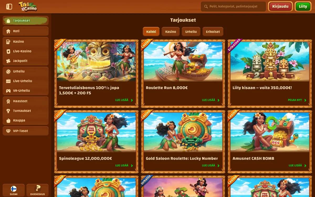 Tiki Casino — Promotions, captured from Finland
