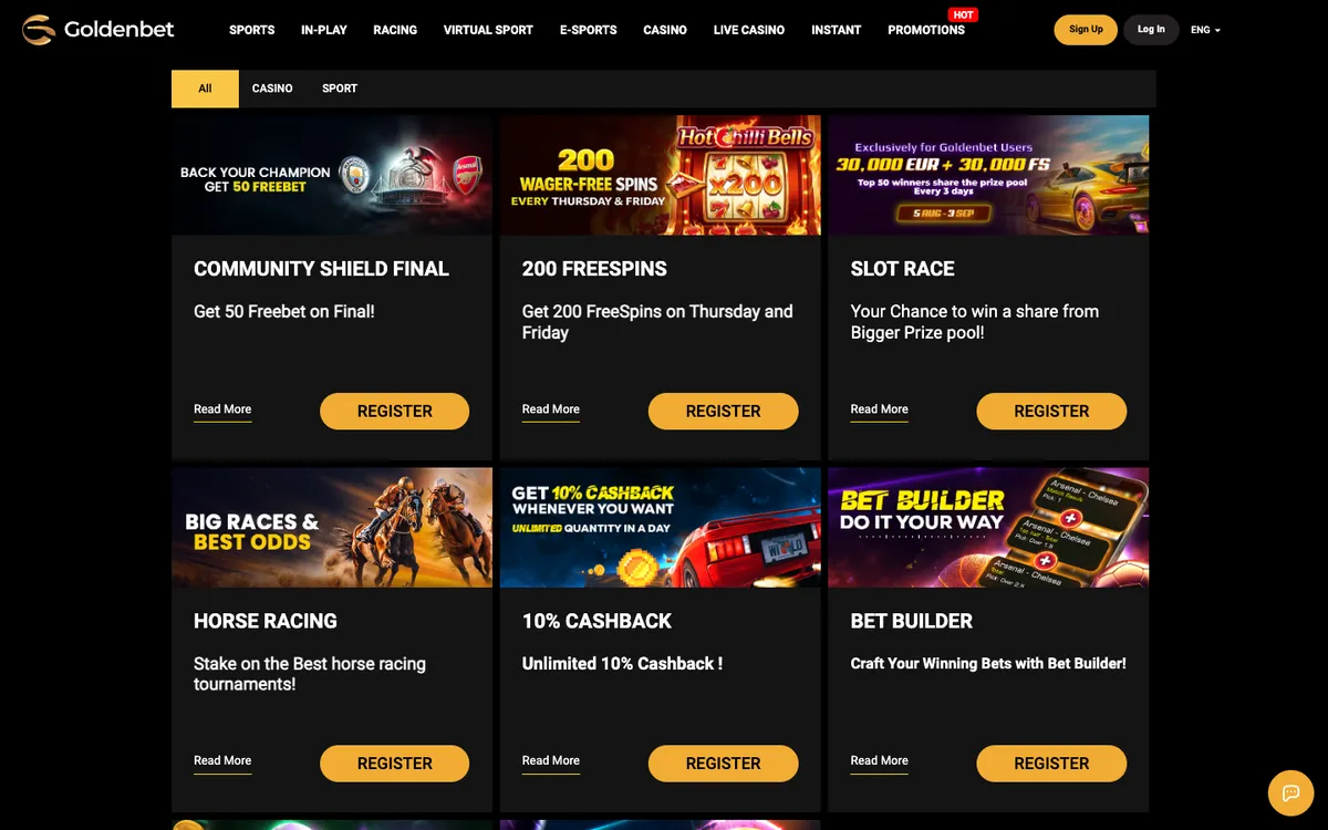 Goldenbet Casino — Promotions, captured from Canada