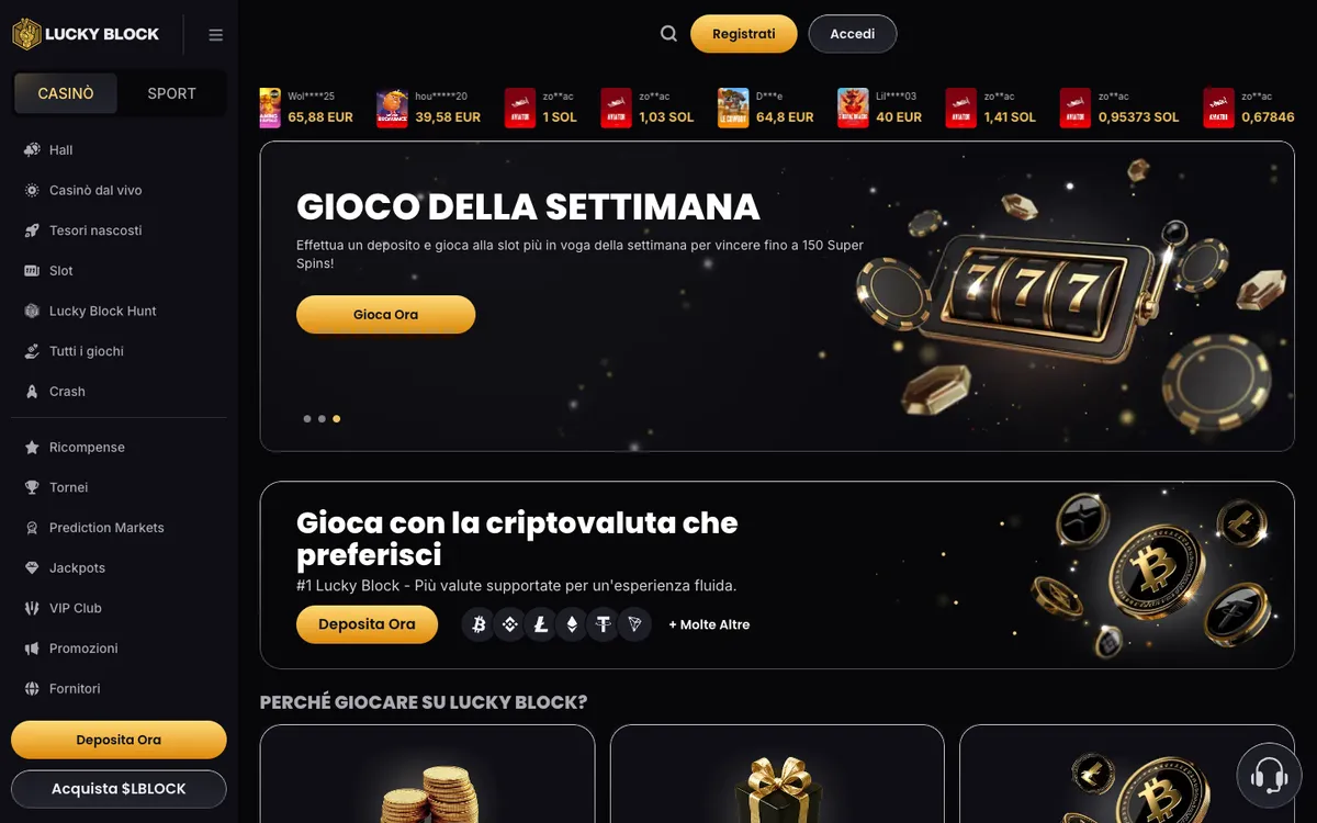 Lucky Block Casino — «Главная», снято из страны Италия