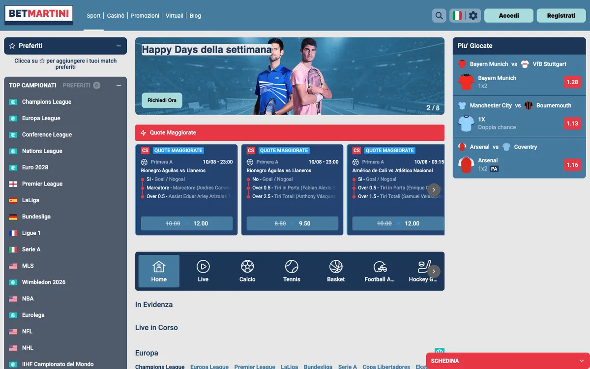 Betmartini Casino — Home page, captured from Germany