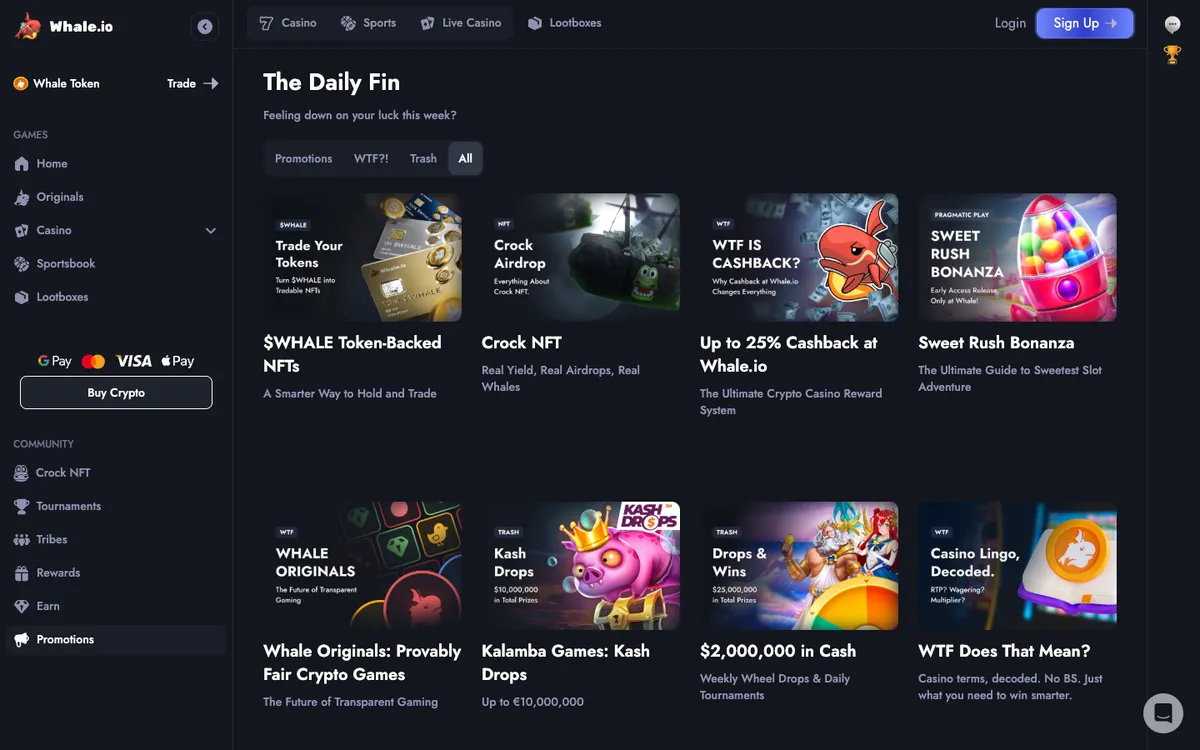 Whale Casino — Promotions, captured from Austria