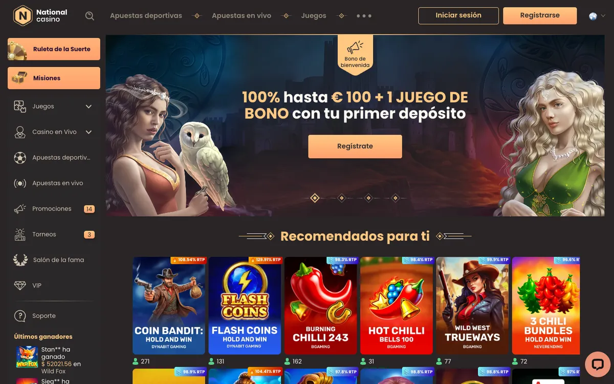 National Casino — Home page, captured from Colombia
