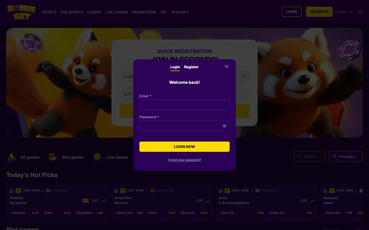 BonusBet Casino — Sign-up, captured from France