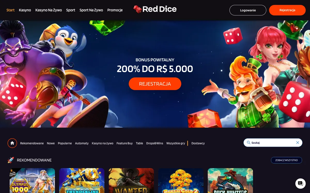 Red Dice Casino — «Главная», снято из страны Польша