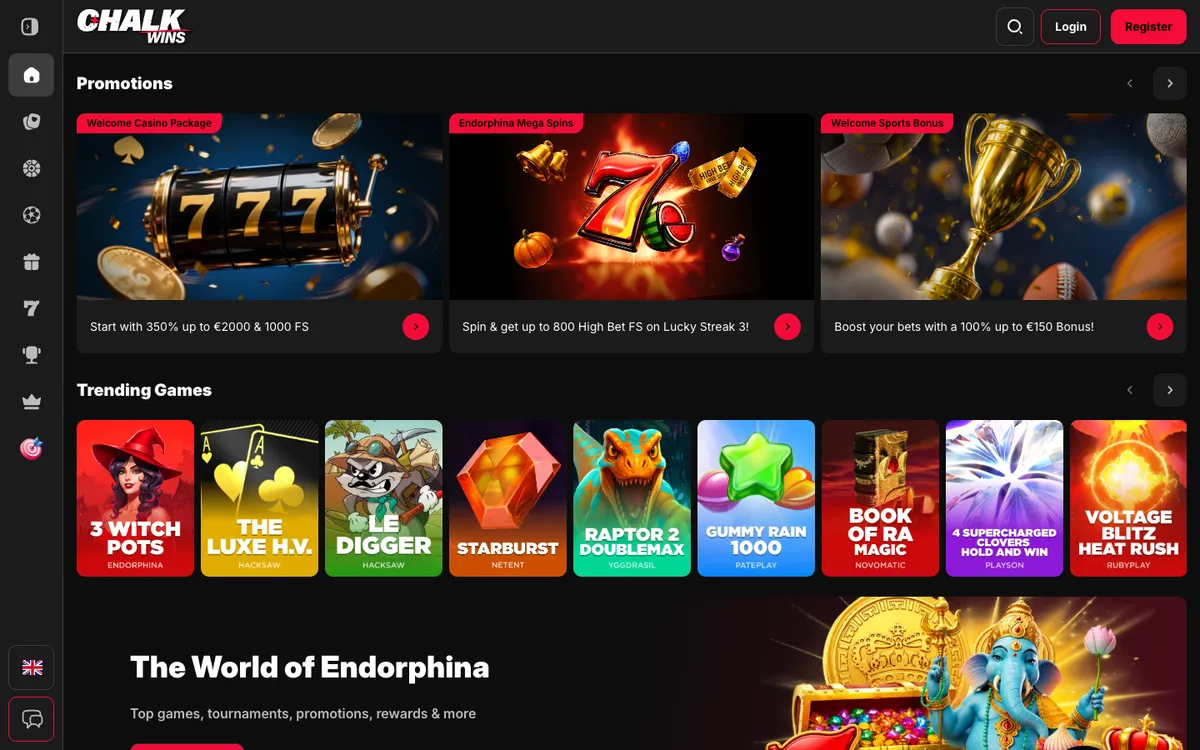 ChalkWins Casino — Home page, captured from Belgium