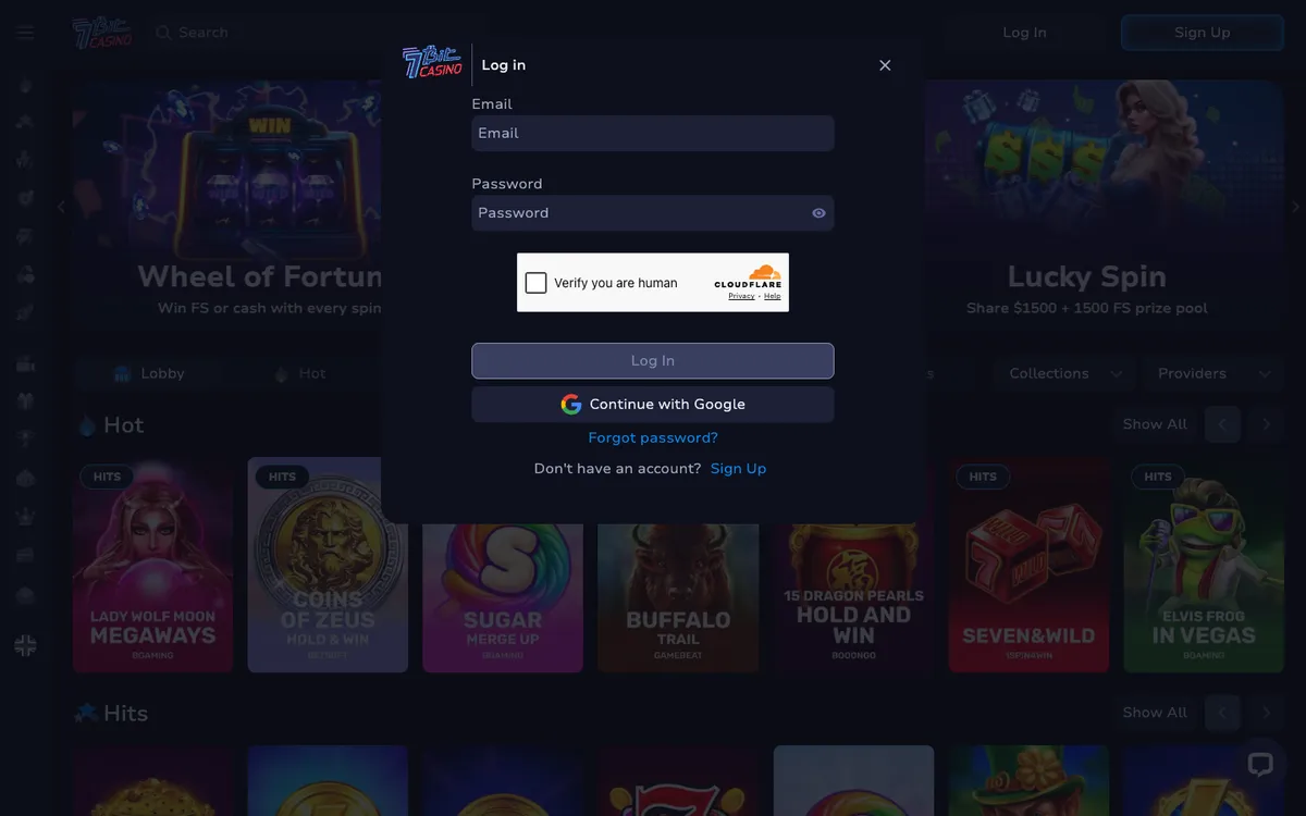 7BitCasino — «Регистрация», снято из страны Австралия
