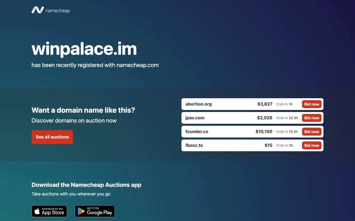 WinPalace Casino — Home page, captured from United States