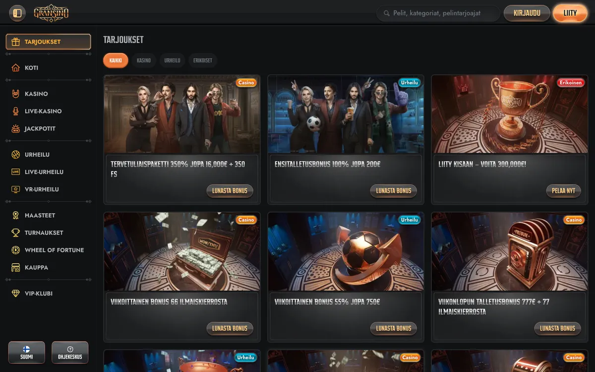 Gransino Casino — Promotions, captured from Finland