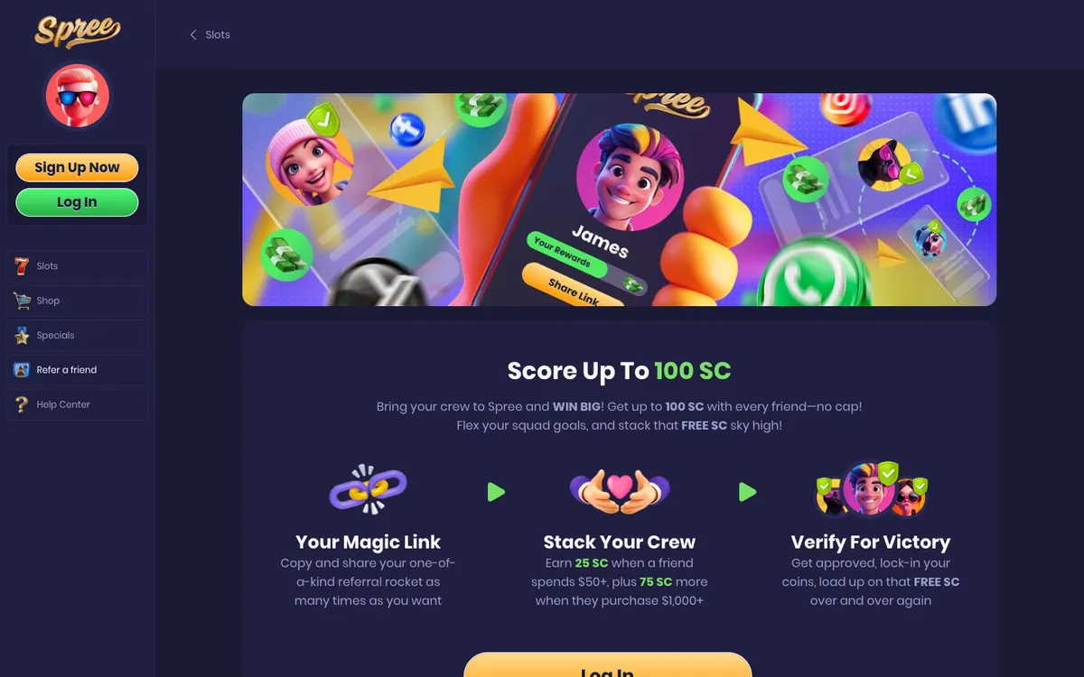 Spree Casino — Promotions, captured from United States