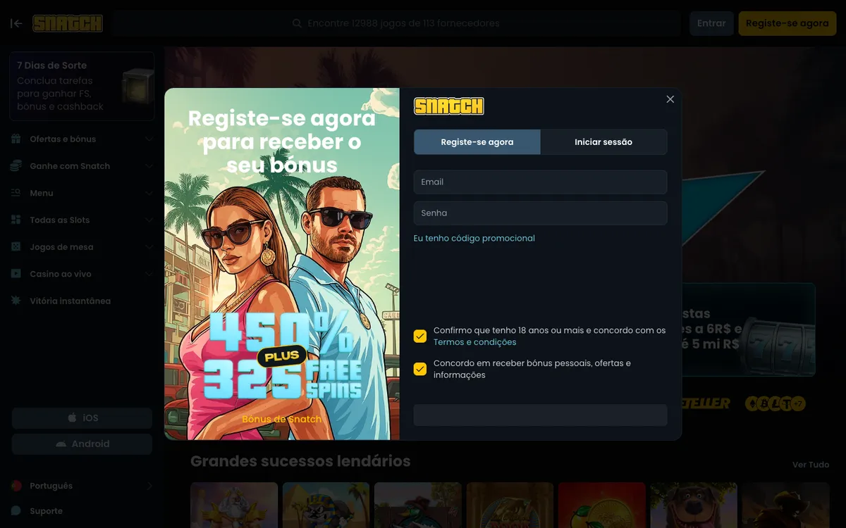 Snatch Casino — «Главная», снято из страны Бразилия