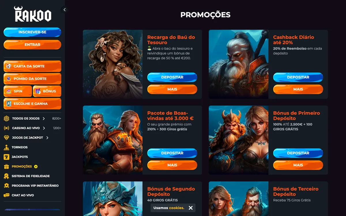Rakoo Casino — Promotions, captured from Brazil