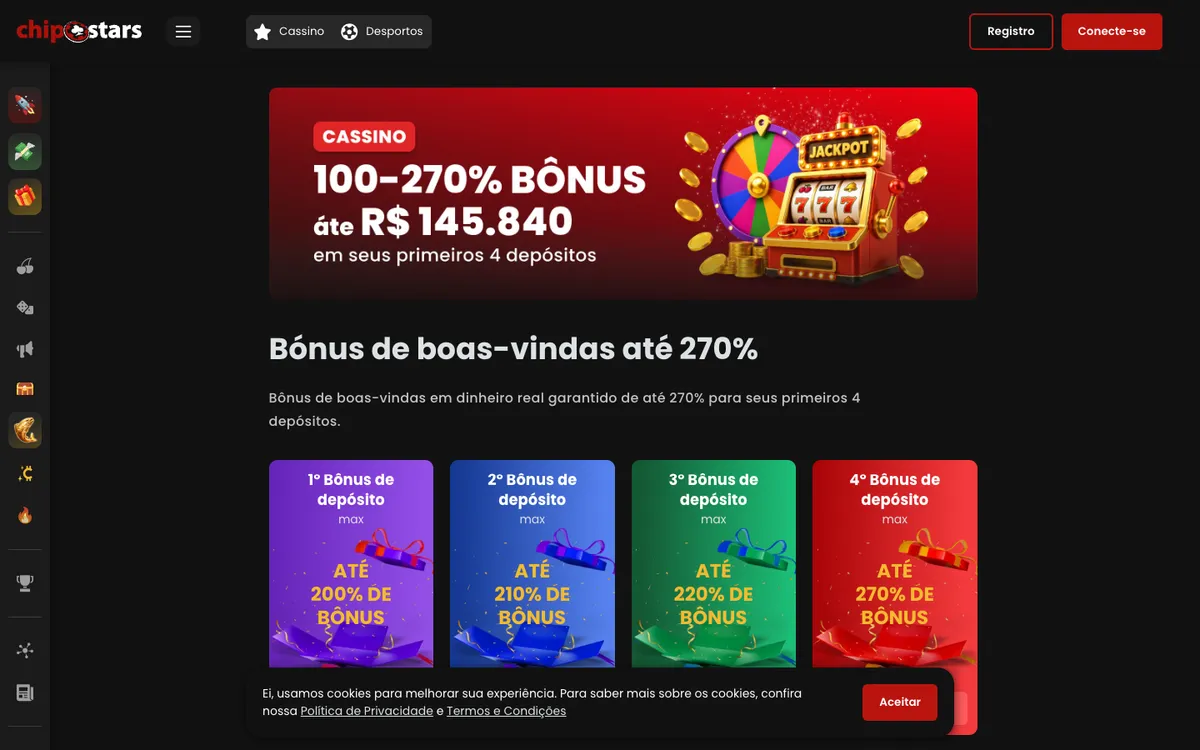 Chipstars Casino — «Акции», снято из страны Бразилия