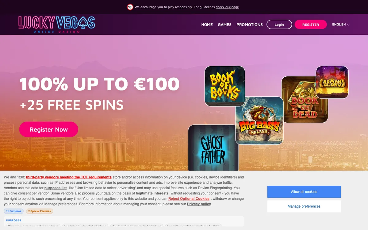 Lucky Vegas Casino — «Регистрация», снято из страны Япония