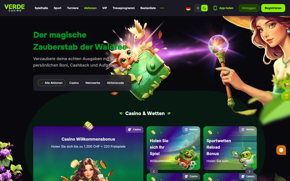 Verde Casino — Promotions, captured from Switzerland