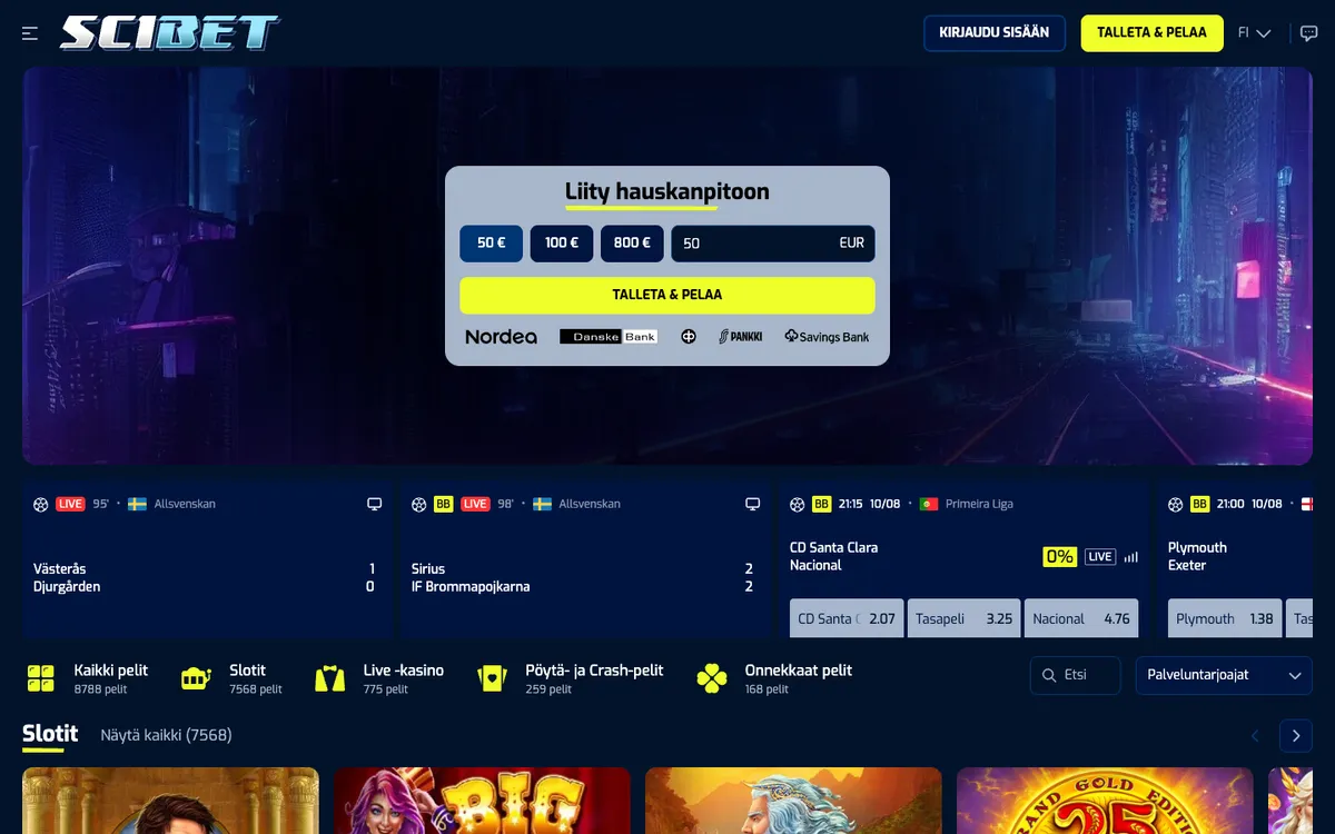 Scibet Casino — «Главная», снято из страны Финляндия