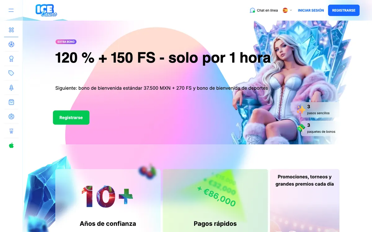 Ice Casino — Home page, captured from Mexico