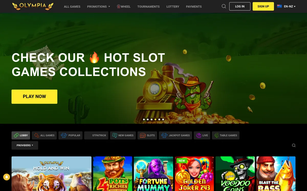Olympia Casino — Home page, captured from New Zealand