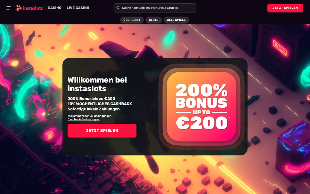Instaslots Casino — «Главная», снято из страны Германия