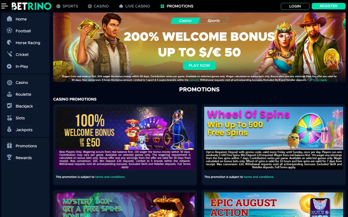 Betrino Casino — Promotions, captured from France