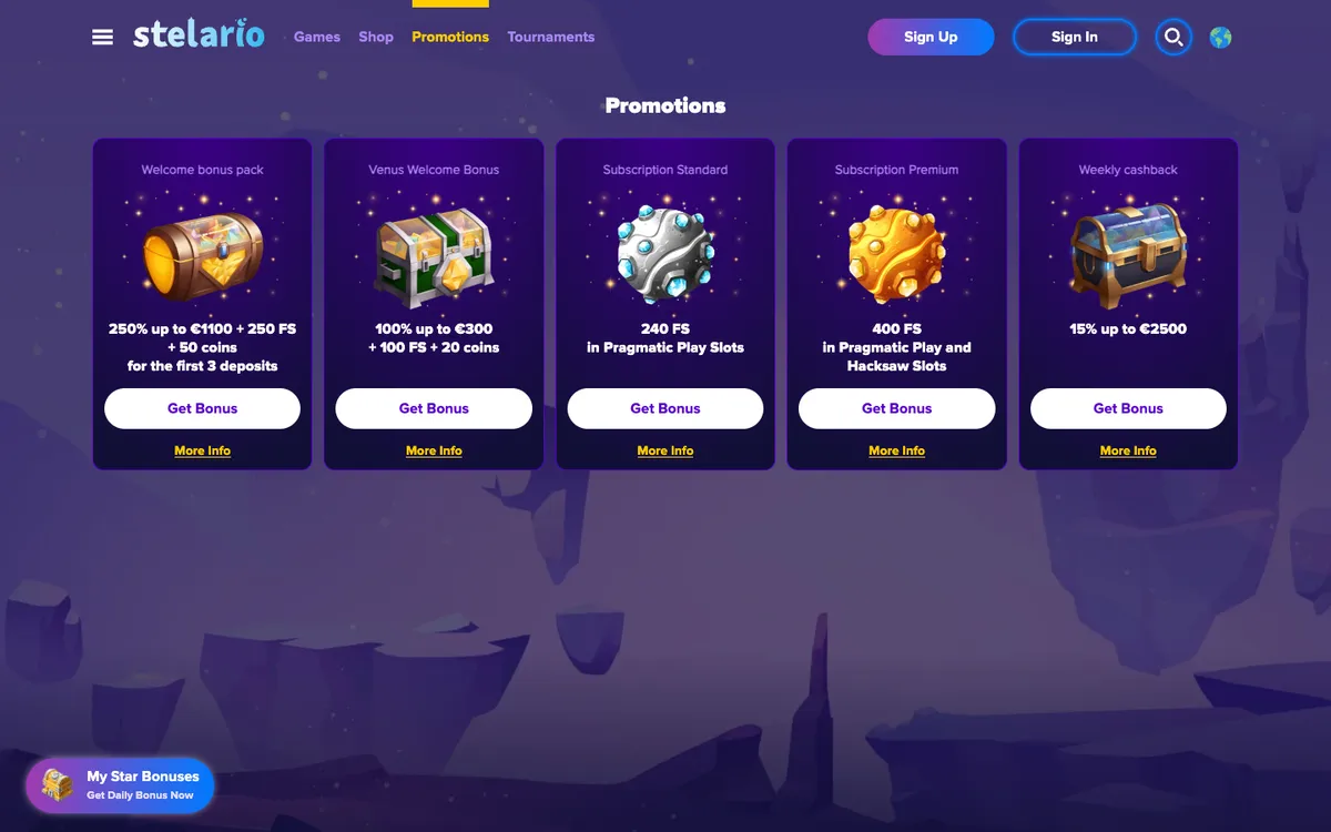 Stelario Casino — «Акции», снято из страны Норвегия