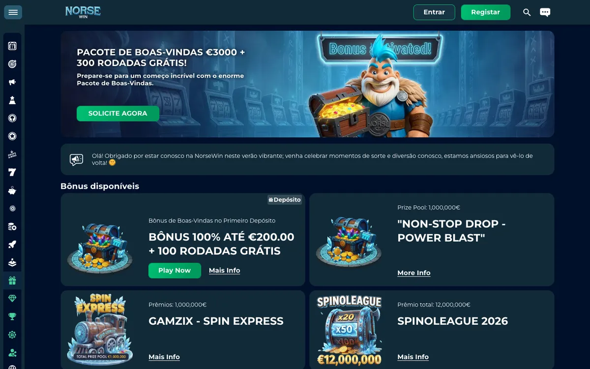 Norsewin Casino — Promotions, captured from Portugal