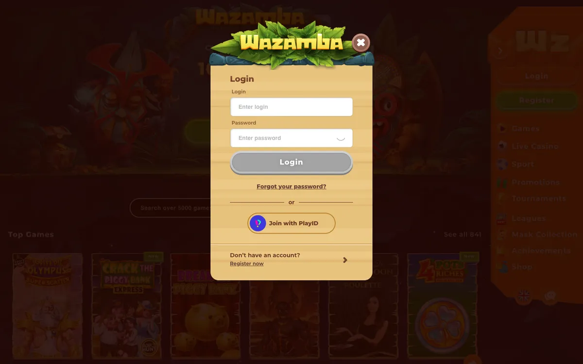 Wazamba Casino — «Регистрация», снято из страны Новая Зеландия